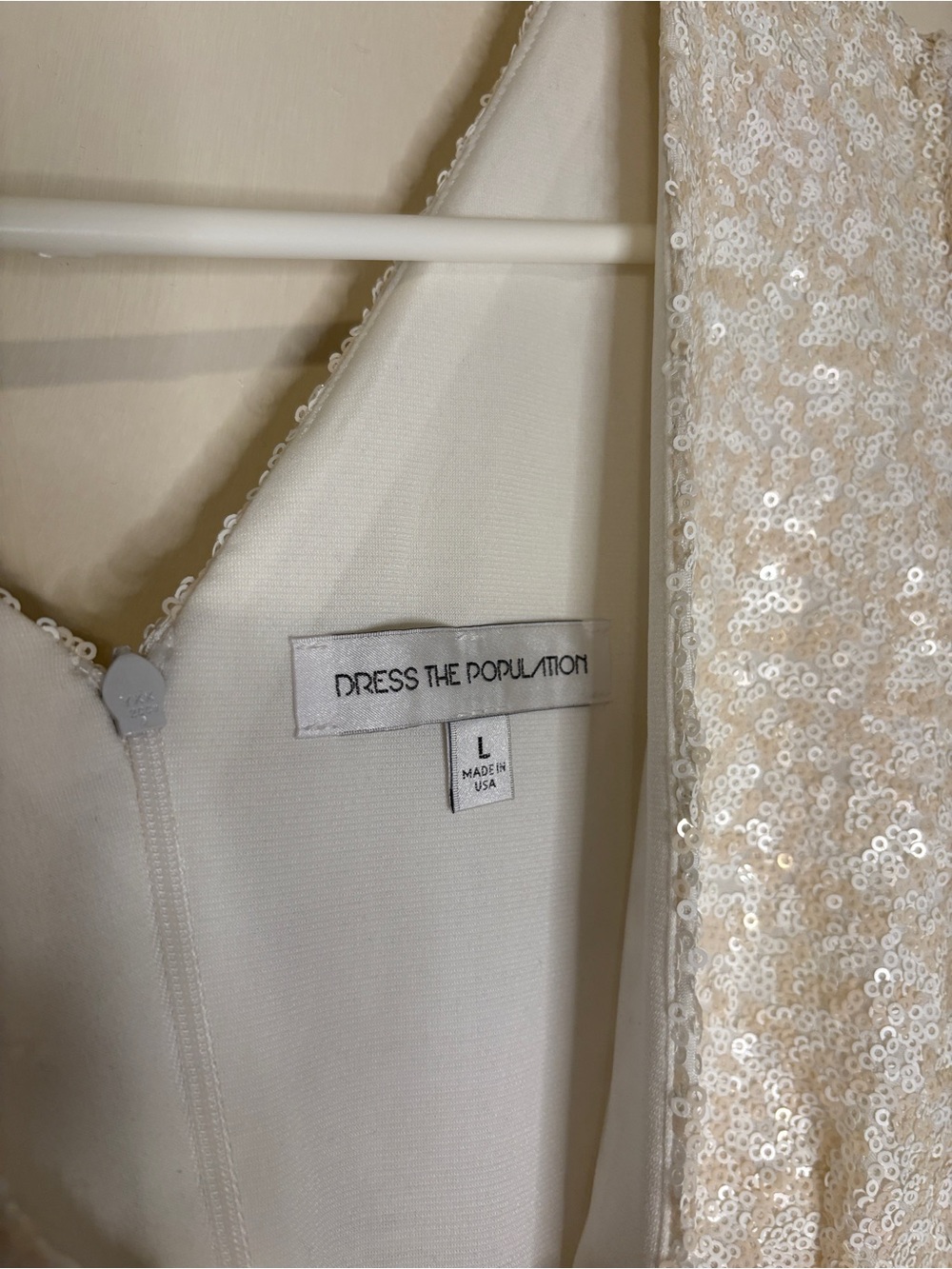 Dress the Population Ivory Sequin V-Neck Sheath Dress - Picture 3 of 5